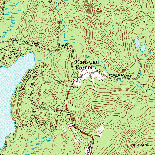 Topographic Map of Christian Corners, NY