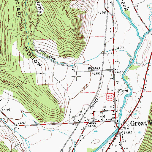 Topographic Map of Christian Hollow, NY