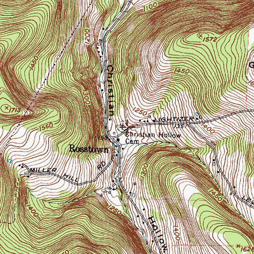 Topographic Map of Rosstown Cemetery, NY