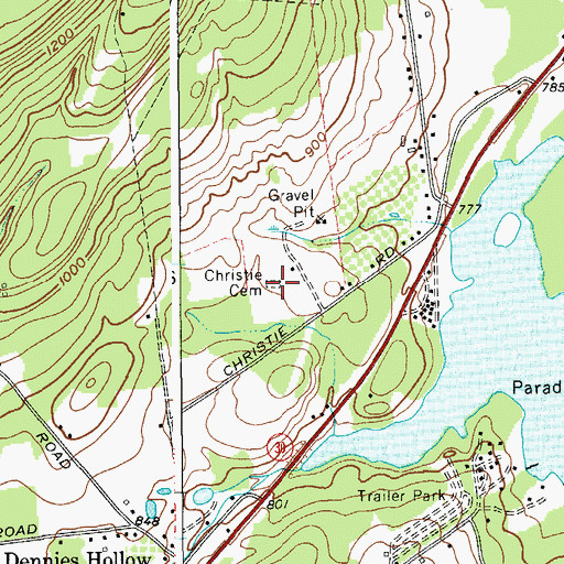 Topographic Map of Christie Cemetery, NY