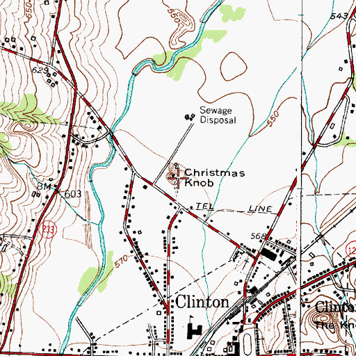 Topographic Map of Christmas Knob, NY