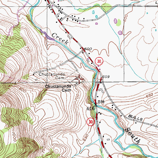 Topographic Map of Chuctanunda Cemetery, NY