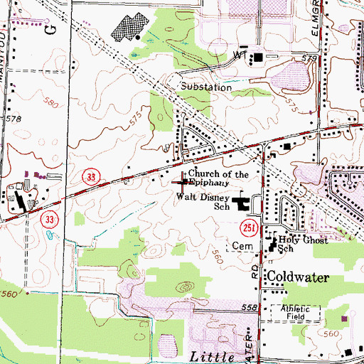 Topographic Map of Church of the Epiphany, NY