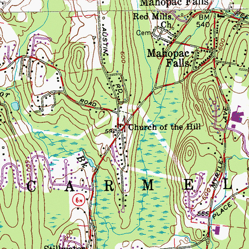 Topographic Map of Church of the Hill, NY