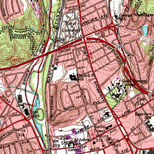 Topographic Map of Church Street School, NY