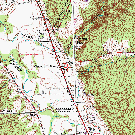 Topographic Map of Churchill Memorial United Methodist Church, NY