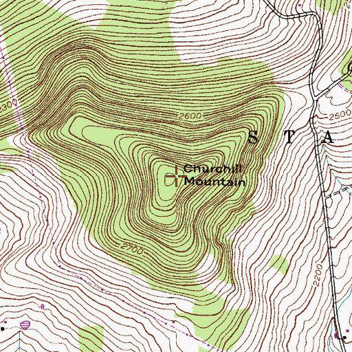Topographic Map of Churchill Mountain, NY