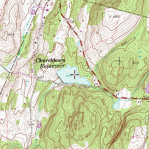 Topographic Map of Churchtown Reservoir, NY