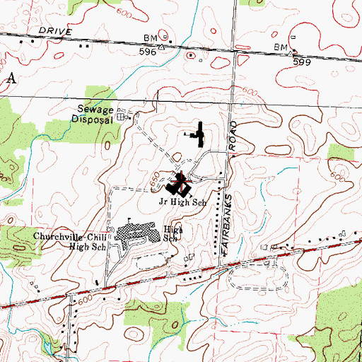 Topographic Map of Churchville - Chili Middle School, NY