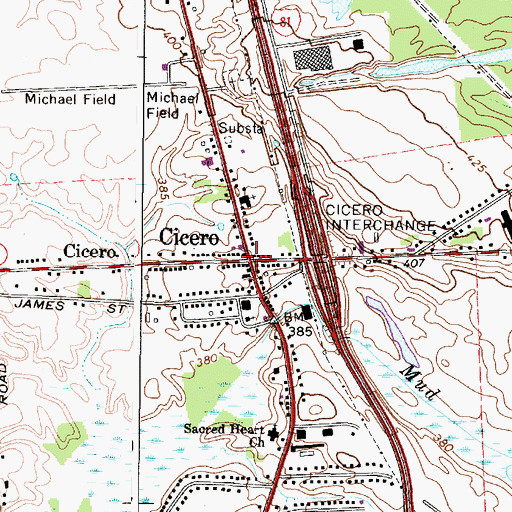 Topographic Map of Cicero, NY