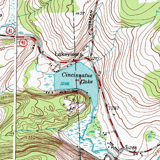 Topographic Map of Cincinnatus Lake, NY