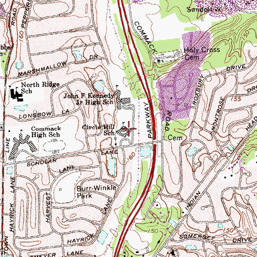 Topographic Map of Circle Hill School, NY