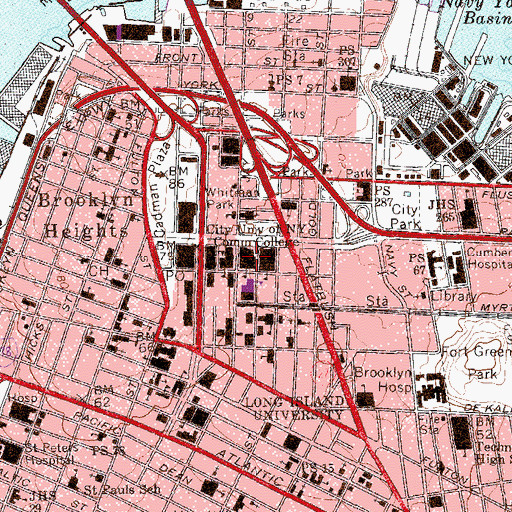 Topographic Map of New York City College of Technology, NY
