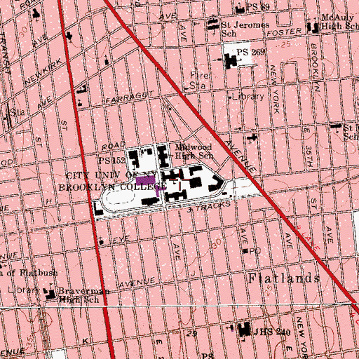 Topographic Map of City University of New York Brooklyn College, NY