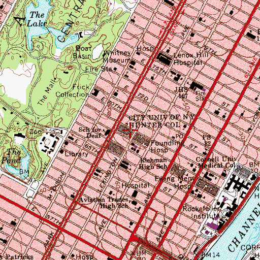 Topographic Map of City University of New York Hunter College, NY