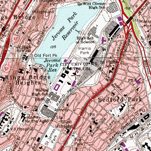 Topographic Map of City University of New York Herbert H Lehman College, NY