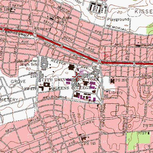Topographic Map of City University of New York Queens College, NY