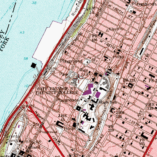 Topographic Map of City University of New York the City College, NY