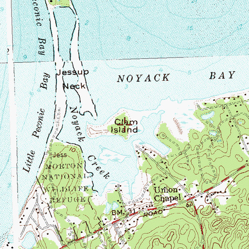 Topographic Map of Clam Island, NY