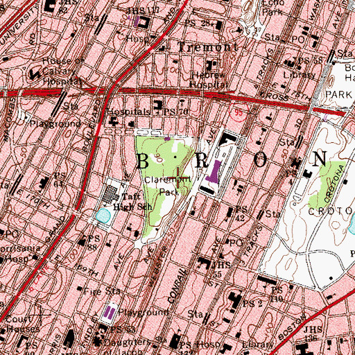 Topographic Map of Claremont Park, NY