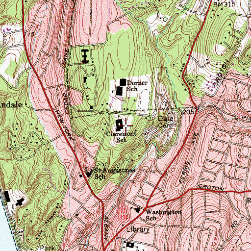 Topographic Map of Claremont Elementary School, NY
