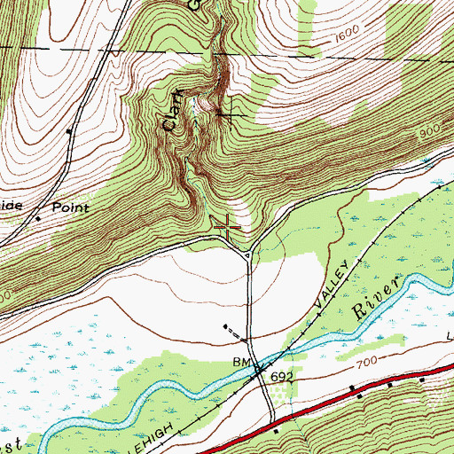 Topographic Map of Clark Gully, NY