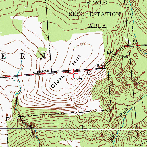Topographic Map of Clark Hill, NY