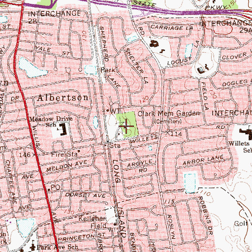 Topographic Map of Clark Botanic Garden, NY