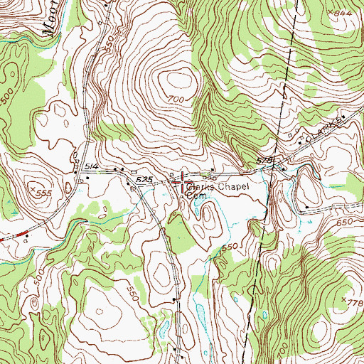 Topographic Map of Clarks Chapel Cemetery, NY
