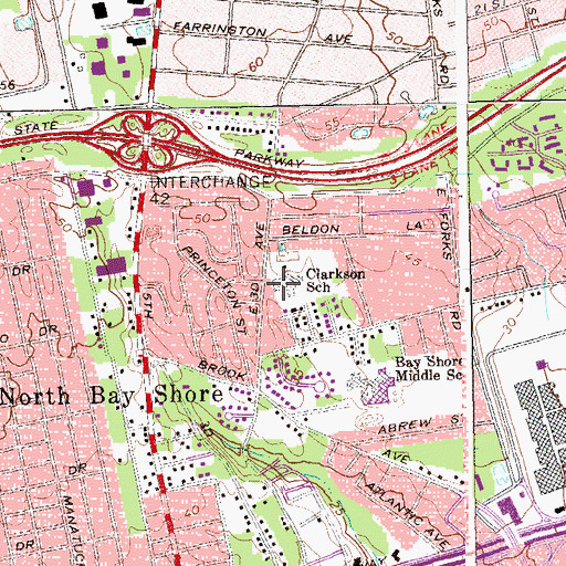 Topographic Map of Mary G Clarkson School, NY