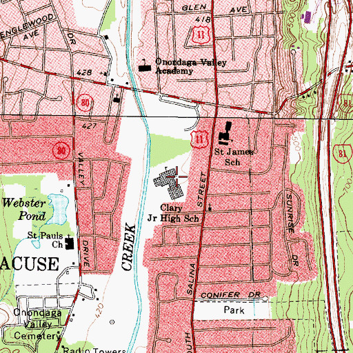 Topographic Map of Clary Middle School, NY