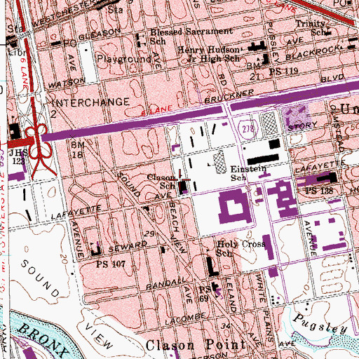 Topographic Map of Public School 100, NY