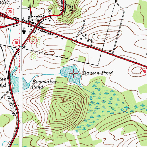 Topographic Map of Clausen Pond, NY