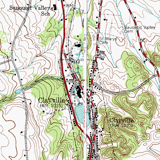 Topographic Map of Clayville, NY