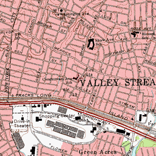 Topographic Map of Clearstream Avenue School, NY