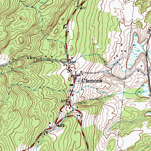 Topographic Map of Clemons, NY