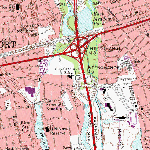 Topographic Map of Cleveland Avenue School, NY