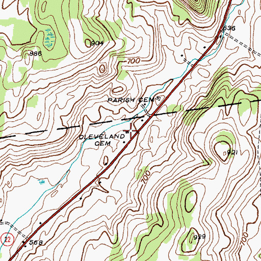 Topographic Map of Cleveland Cemetery, NY