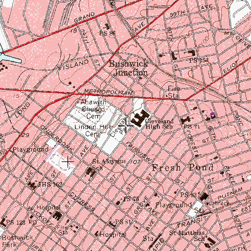 Topographic Map of Grover Cleveland Park, NY
