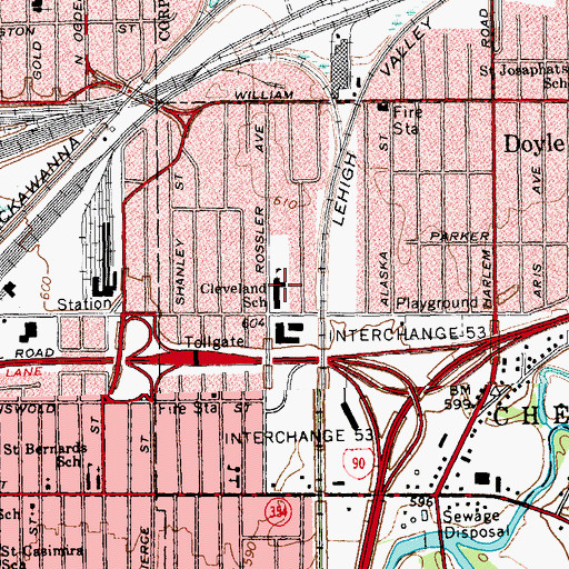 Topographic Map of Cleveland School, NY