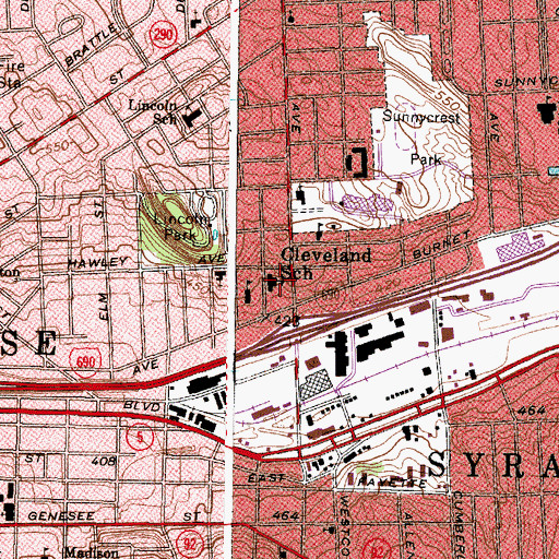 Topographic Map of Cleveland School, NY