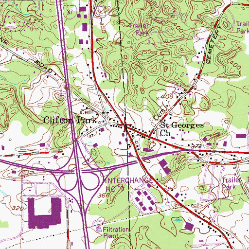 Topographic Map of Clifton Park, NY