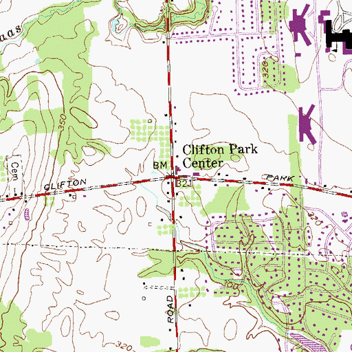Topographic Map of Clifton Park Center, NY