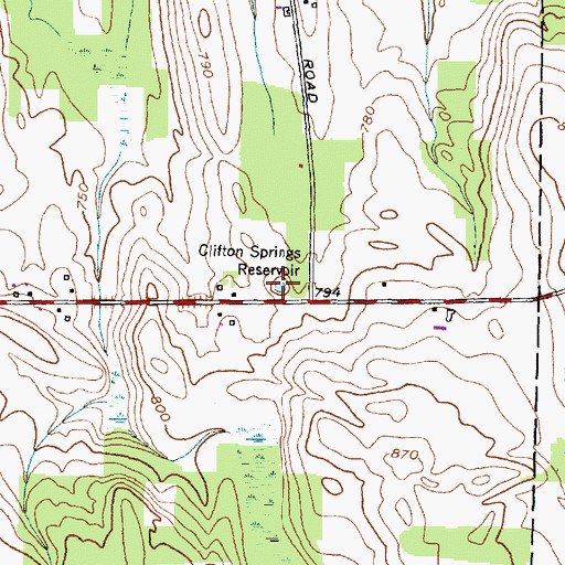 Topographic Map of Clifton Springs Reservoir, NY