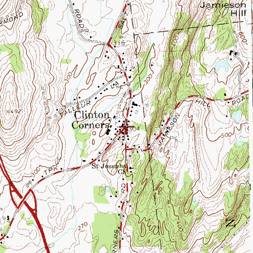 Topographic Map of Clinton Corners, NY