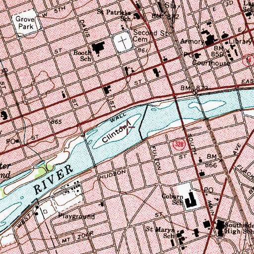 Topographic Map of Clinton Island, NY
