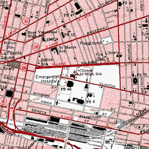 Topographic Map of Clinton Junior High School, NY