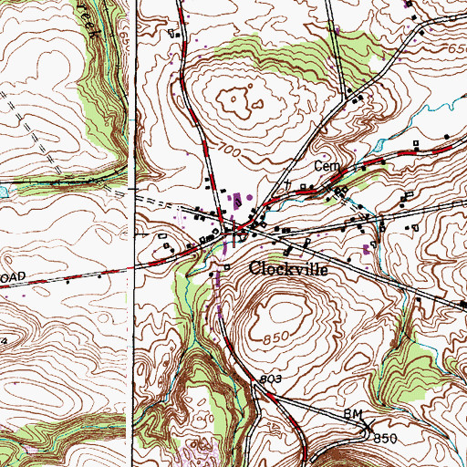 Topographic Map of Clockville, NY