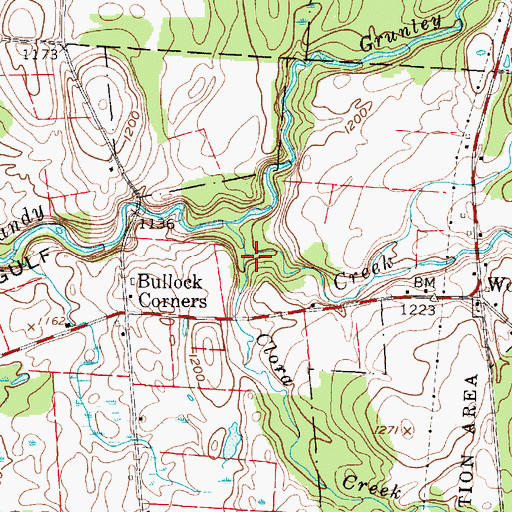 Topographic Map of Clora Creek, NY
