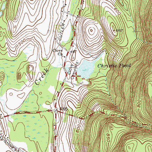 Topographic Map of Clove Cemetery, NY